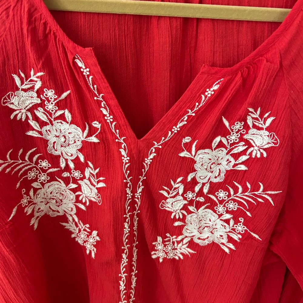 Talbots Red Floral Tunic - Picture 2 of 3